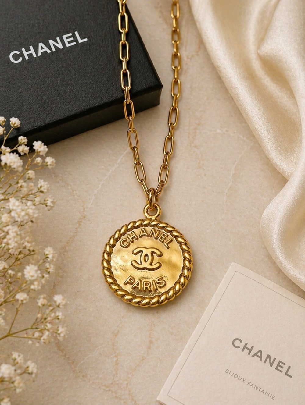 CHANEL Gold Medallion Necklace
